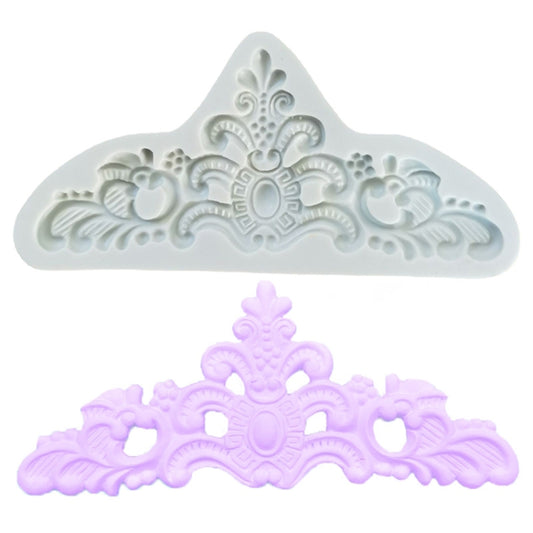 Retro Embossed Fondant Chocolate Cake Silicone Mold, Grey, Pink