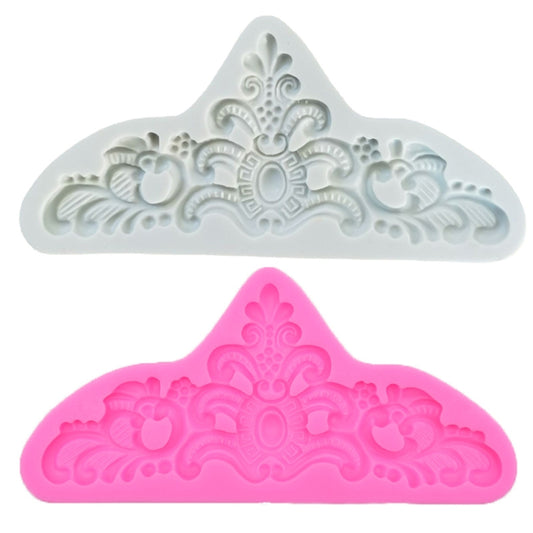 Retro Embossed Fondant Chocolate Cake Silicone Mold, Grey, Pink