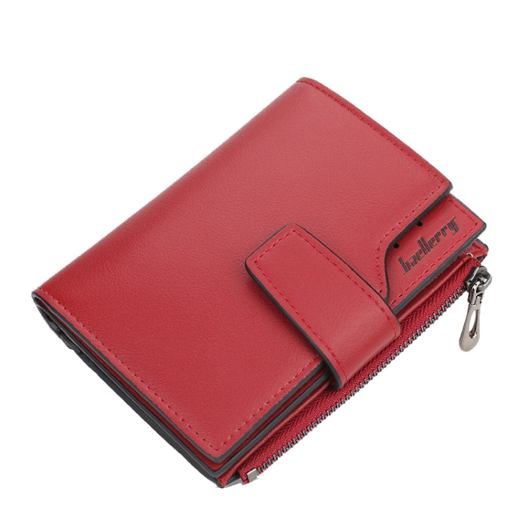 Baellerry N5013 Ladies Cropped Wallet Multi-Card Slot Zipper Buckle Coin Purse, Purple, Navy Blue, Black, Pink, Jujube Red, Gray Green, Grey, Brown, Dark Pink, Light Blue