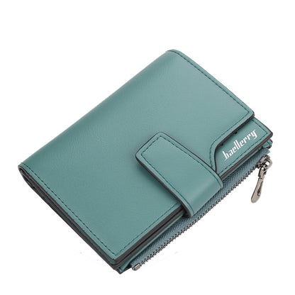 Baellerry N5013 Ladies Cropped Wallet Multi-Card Slot Zipper Buckle Coin Purse, Purple, Navy Blue, Black, Pink, Jujube Red, Gray Green, Grey, Brown, Dark Pink, Light Blue
