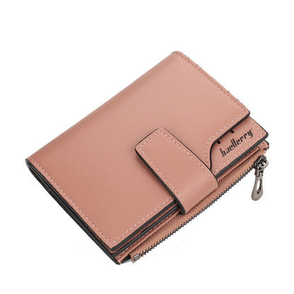 Baellerry N5013 Ladies Cropped Wallet Multi-Card Slot Zipper Buckle Coin Purse, Purple, Navy Blue, Black, Pink, Jujube Red, Gray Green, Grey, Brown, Dark Pink, Light Blue