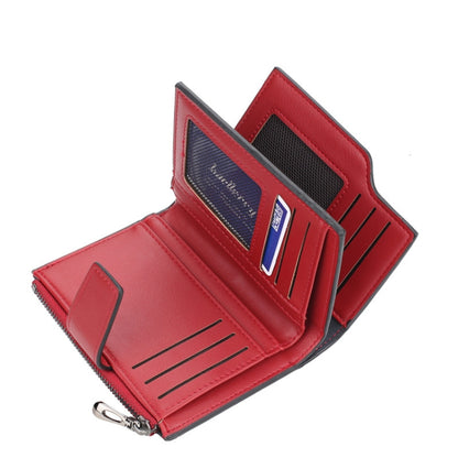 Baellerry N5013 Ladies Cropped Wallet Multi-Card Slot Zipper Buckle Coin Purse, Purple, Navy Blue, Black, Pink, Jujube Red, Gray Green, Grey, Brown, Dark Pink, Light Blue