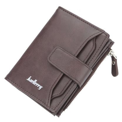 Baellerry D3218 Men Short Multi-Card Slot Zipper Wallet Large Capacity Card Holder, Khaki, Black, Brown