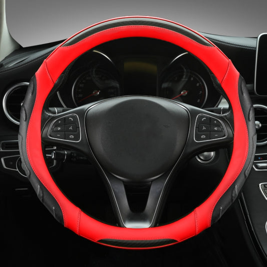 Leather Carbon Fiber Stitching Car Steering Wheel Set, Diameter:, 38cm