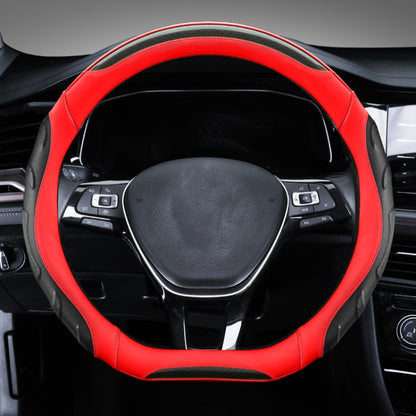 Leather Carbon Fiber Stitching Car Steering Wheel Set, Diameter:, 38cm