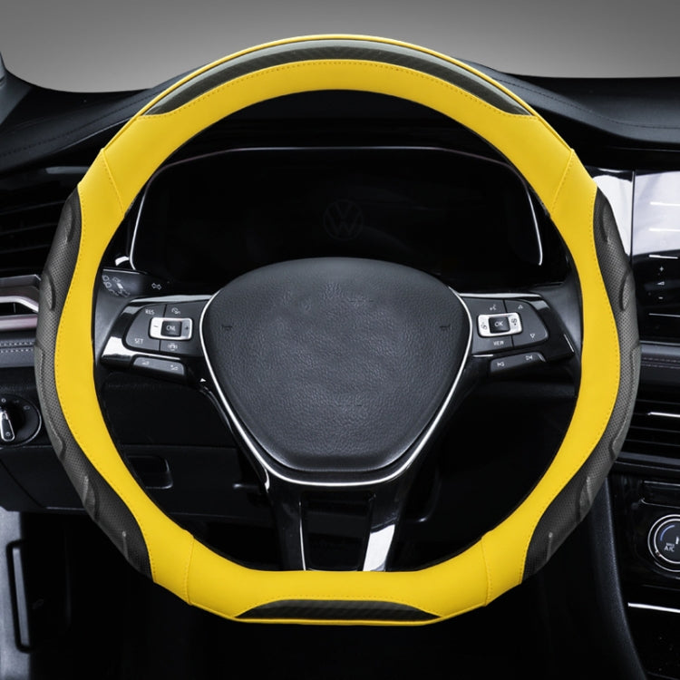 Leather Carbon Fiber Stitching Car Steering Wheel Set, Diameter:, 38cm