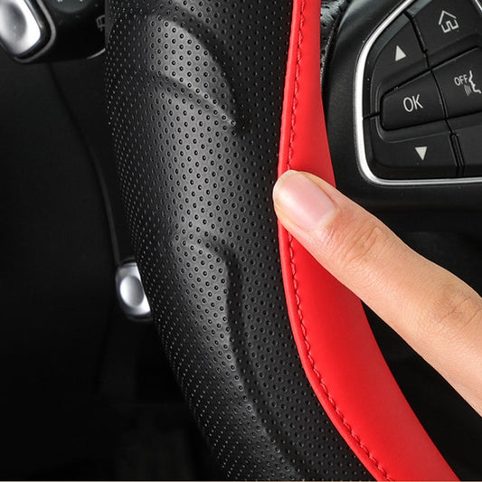 Leather Carbon Fiber Stitching Car Steering Wheel Set, Diameter:, 38cm