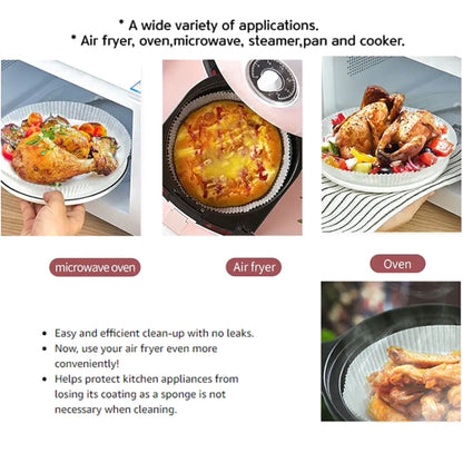 50pcs / Box Air Fryer Liner Baking Oil-absorbing Oil-proof Paper Tray, Normal Color 50 PCS, White 50 PCS