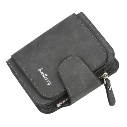 Baellerry Ladies Buckle Nubuck Leather Coin Purse Cute Small Fresh Student Wallet, Black, Rose Red, Light Blue, Brown, Light Pink, Grey, Deep Blue, Bright Red, Dark Red, Soot