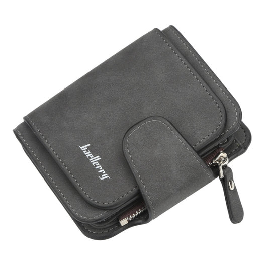 Baellerry Ladies Buckle Nubuck Leather Coin Purse Cute Small Fresh Student Wallet, Black, Rose Red, Light Blue, Brown, Light Pink, Grey, Deep Blue, Bright Red, Dark Red, Soot