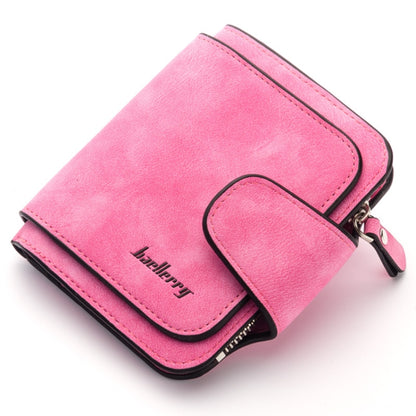 Baellerry Ladies Buckle Nubuck Leather Coin Purse Cute Small Fresh Student Wallet, Black, Rose Red, Light Blue, Brown, Light Pink, Grey, Deep Blue, Bright Red, Dark Red, Soot
