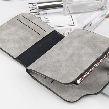 Baellerry Ladies Buckle Nubuck Leather Coin Purse Cute Small Fresh Student Wallet, Black, Rose Red, Light Blue, Brown, Light Pink, Grey, Deep Blue, Bright Red, Dark Red, Soot