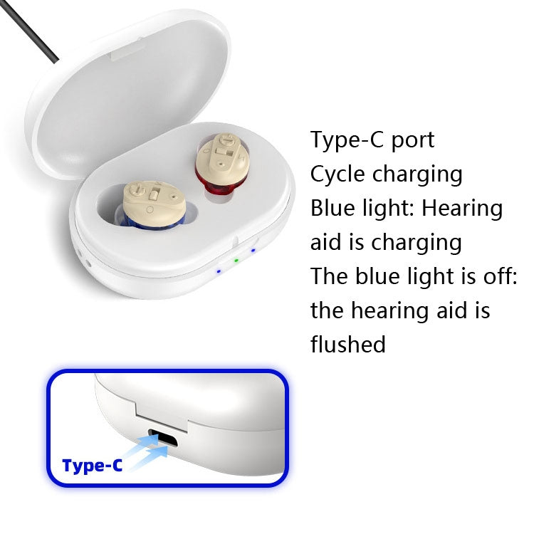 Old People Voice Amplifier Sound Collector Hearing Aid, Red Blue Double Machine + White Charging Bin, Red Blue Double Machine + Black Charging Bin, Skin Color Double Machine + Black Charging Bin, Skin Color Double Machine + White Charging Bin, Black���...
