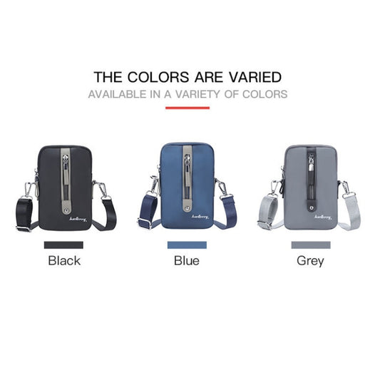 Baellerry Men Shoulder Bag Simple Casual Large Capacity Messenger Bag Business Zipper Wallet, Blue, Black, Grey