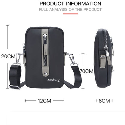 Baellerry Men Shoulder Bag Simple Casual Large Capacity Messenger Bag Business Zipper Wallet, Blue, Black, Grey
