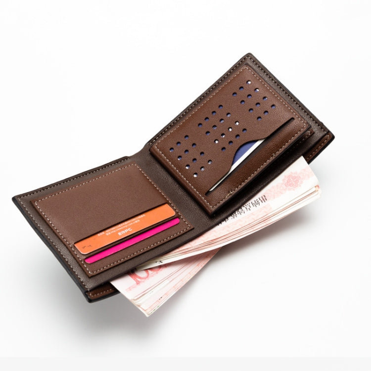 Baellerry Men Short Wallet Multi-card Lychee Pattern Business Wallet, Black, Brown