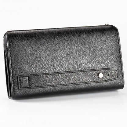 Baellerry Men PU Leather Clutch Business Casual  Lychee Pattern Zipper Wallet, Black, Brown