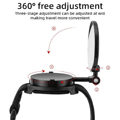 Bicycle Rearview Mirror With Wristband 360 Degree Rotating Mirror