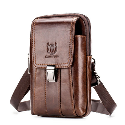 BULL CAPTAIN Multifunctional Leather Mobile Phone Small Waist Bag For Men, Horizontal Brown, Horizontal Black, Vertical Brown, Vertical Black