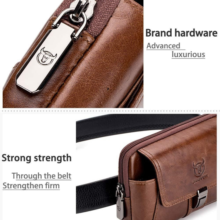 BULL CAPTAIN Multifunctional Leather Mobile Phone Small Waist Bag For Men, Horizontal Brown, Horizontal Black, Vertical Brown, Vertical Black