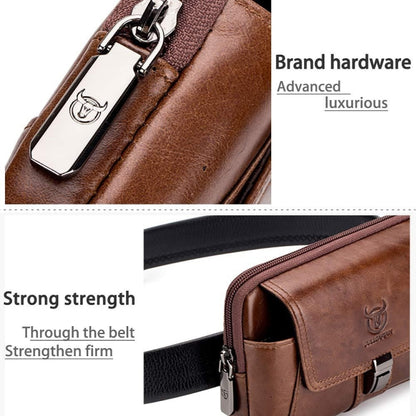 BULL CAPTAIN Multifunctional Leather Mobile Phone Small Waist Bag For Men, Horizontal Brown, Horizontal Black, Vertical Brown, Vertical Black
