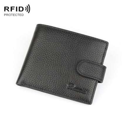 Anti-Theft Brush RFID Men Wallet Short Strap Button Multi-Card Layer Men Wallet, 965013, K-8006