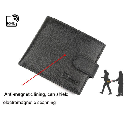 Anti-Theft Brush RFID Men Wallet Short Strap Button Multi-Card Layer Men Wallet, 965013, K-8006