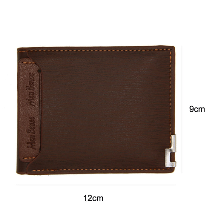 MenBense Short Fashion Leisure Iron Side Pumping Card Clip Wallet, Black, Dark Brown, Light Brown