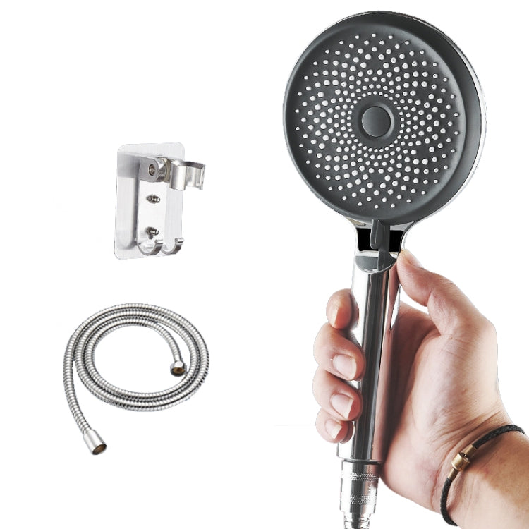 Home Handheld Silicone Supercharged Shower Nozzle, Style:, White, Black, Silver, White+Soft Tube+Space Aluminum Seat, Black+Soft Tube+Space Aluminum Seat, Silver+Soft Tube+Space Aluminum Seat