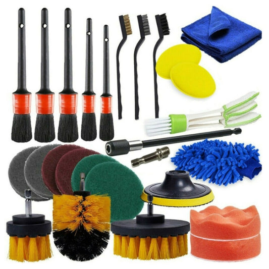 26 PCS / Set Car Beauty Car Wash Detail Brush Electric Drill Brush Outlet Brush, 26 PCS / Set Yellow, 26 PCS / Set Red