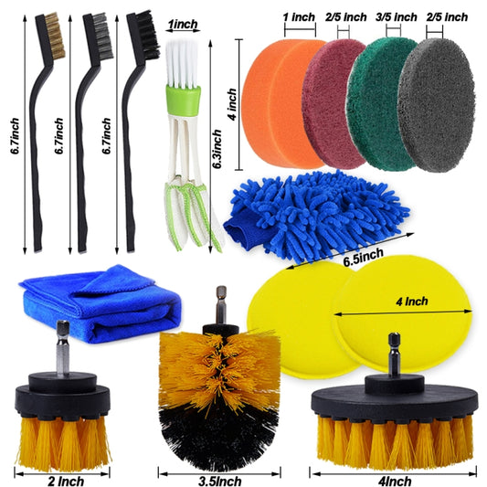 26 PCS / Set Car Beauty Car Wash Detail Brush Electric Drill Brush Outlet Brush, 26 PCS / Set Yellow, 26 PCS / Set Red