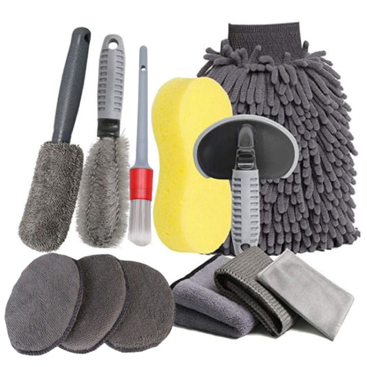 Car Wash Tool Brush Car Tires Brush Double Strand Wheel Brush, 12 PCS / Set Gray