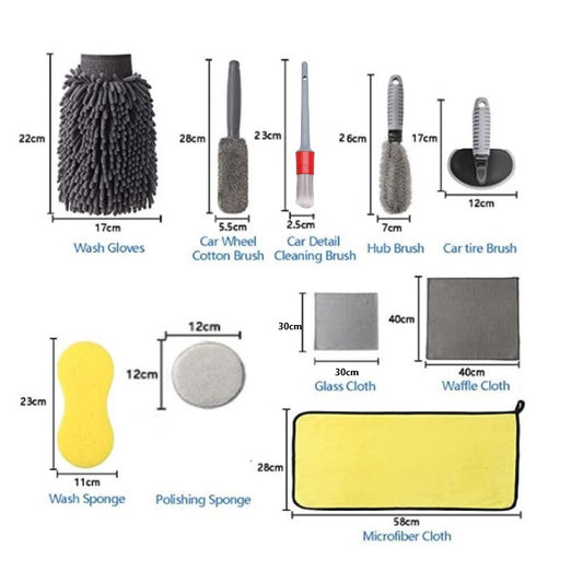 Car Wash Tool Brush Car Tires Brush Double Strand Wheel Brush, 12 PCS / Set Gray
