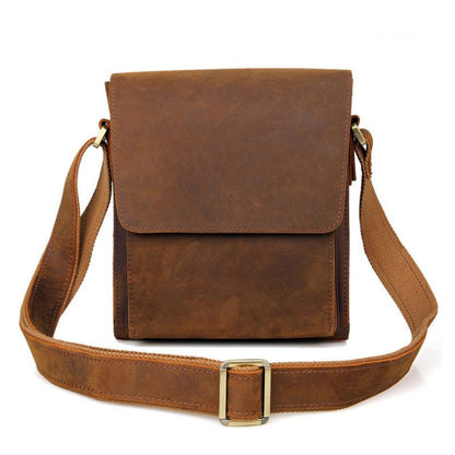 Vintage Crazy Horse Leather Men Shoulder Bag Messenger Bag, Black, Brown, Dark Brown, Brown Yellow