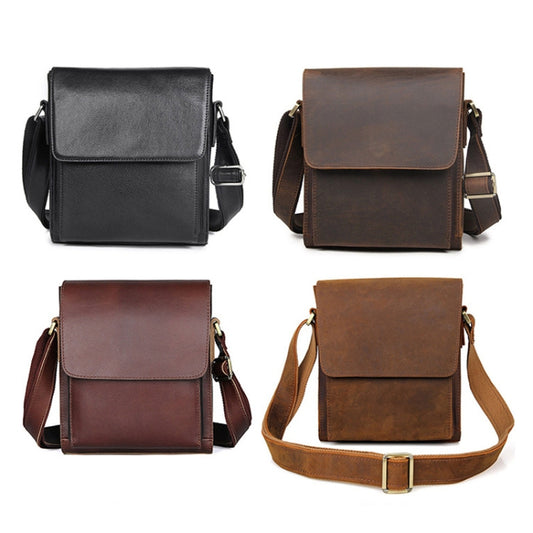 Vintage Crazy Horse Leather Men Shoulder Bag Messenger Bag, Black, Brown, Dark Brown, Brown Yellow