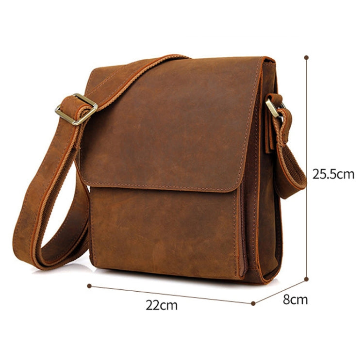 Vintage Crazy Horse Leather Men Shoulder Bag Messenger Bag, Black, Brown, Dark Brown, Brown Yellow