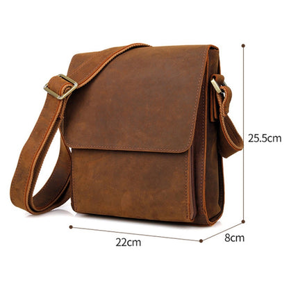 Vintage Crazy Horse Leather Men Shoulder Bag Messenger Bag, Black, Brown, Dark Brown, Brown Yellow