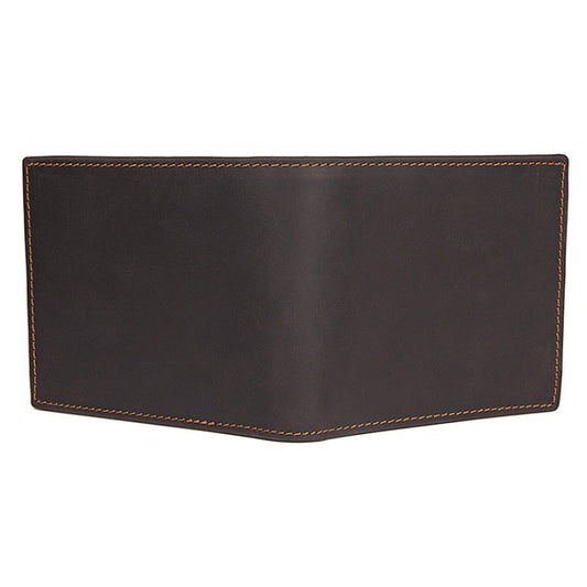 Vintage Crazy Horse Leather Wallet Short Wallet For Men, Dark Brown, Brownish Yellow, Brown Black