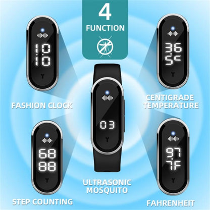 M21  Ultrasonic Mosquito Repellent Bracelet with Step Counter & Clock & Temperature Function, M21 (Black), M21 (White)