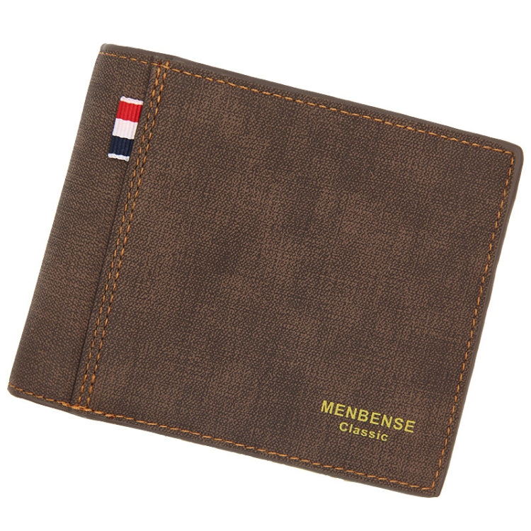 MenBense Frosted PU Short Large Capacity Fashion Retro Three Fold Bag Men Wallet, Black, Navy, Dark Brown, Light-Light