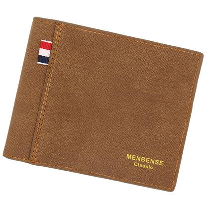 MenBense Frosted PU Short Large Capacity Fashion Retro Three Fold Bag Men Wallet, Black, Navy, Dark Brown, Light-Light
