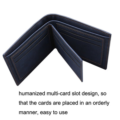 MenBense Frosted PU Short Large Capacity Fashion Retro Three Fold Bag Men Wallet, Black, Navy, Dark Brown, Light-Light