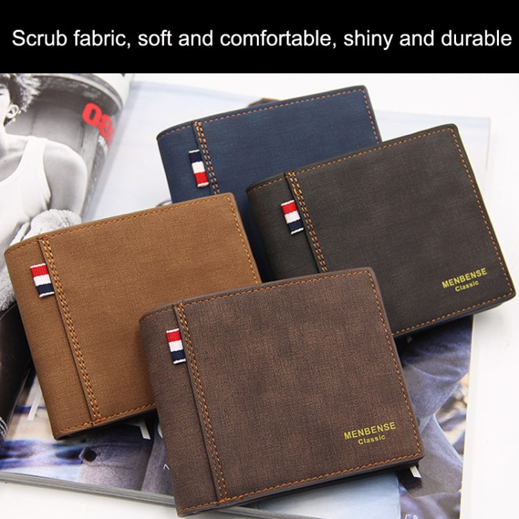 MenBense Frosted PU Short Large Capacity Fashion Retro Three Fold Bag Men Wallet, Black, Navy, Dark Brown, Light-Light