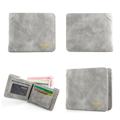 Menbense Matte Short Large Capacity Fashion Casual Adapter Male Wallet, Light Grey, Navy Blue, Black, Dark Gray, Light Brown