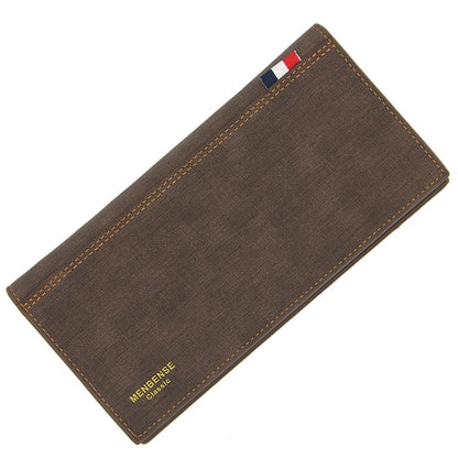 MenBense Matt Male Wallet Long Fashion Large Capacity Male Wallet, Navy Blue, Black, Dark Brown, Light Brown