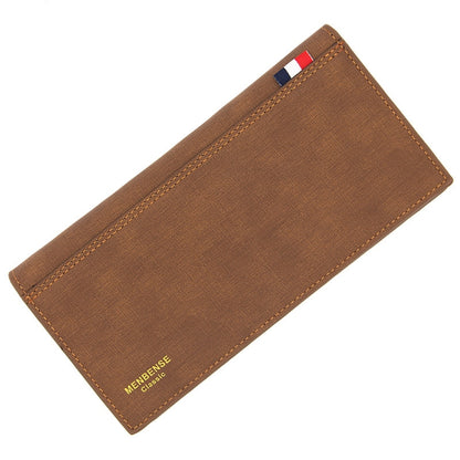 MenBense Matt Male Wallet Long Fashion Large Capacity Male Wallet, Navy Blue, Black, Dark Brown, Light Brown