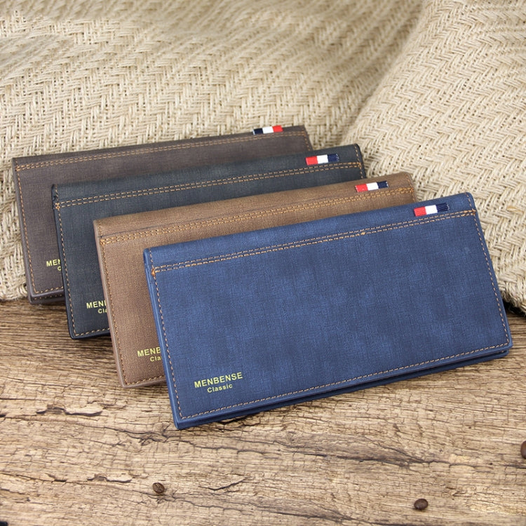 MenBense Matt Male Wallet Long Fashion Large Capacity Male Wallet, Navy Blue, Black, Dark Brown, Light Brown