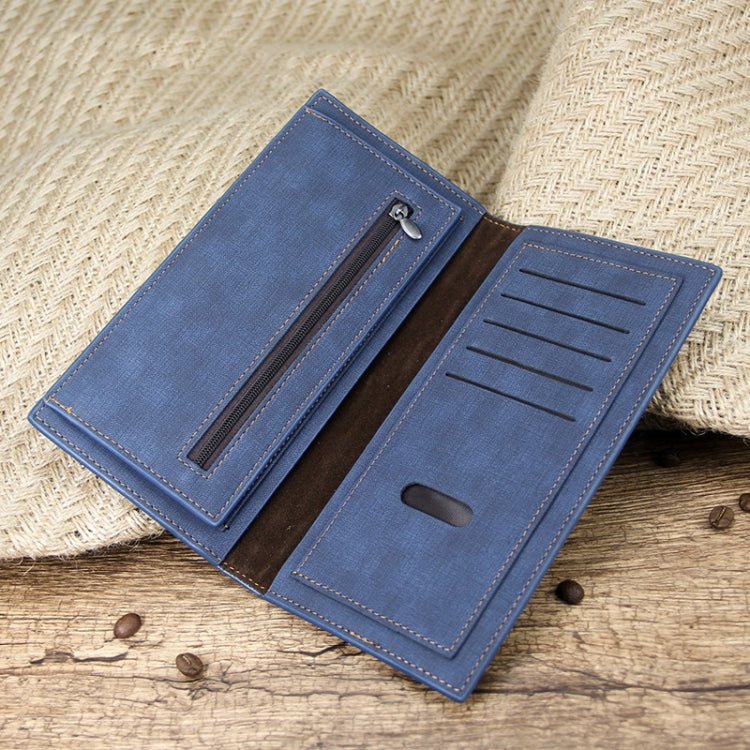 MenBense Matt Male Wallet Long Fashion Large Capacity Male Wallet, Navy Blue, Black, Dark Brown, Light Brown