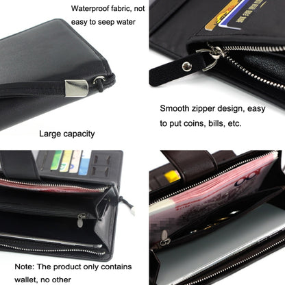 Menbense Fashion Business Simple Handbag PU Large Capacity Male Wallet, Black, Dark Brown