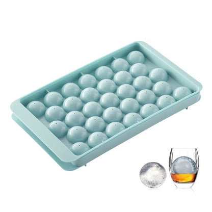 33 Grid Round Ice Hockey Mold With Lid Ice Box Small Marble Ice Tray, Random Color Delivery, Small Blue